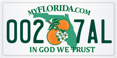 FL license plate 0027AL