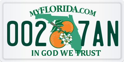 FL license plate 0027AN