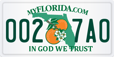 FL license plate 0027AO