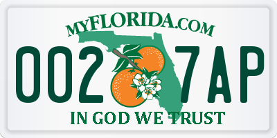 FL license plate 0027AP