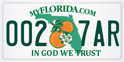 FL license plate 0027AR