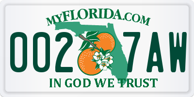 FL license plate 0027AW