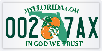 FL license plate 0027AX