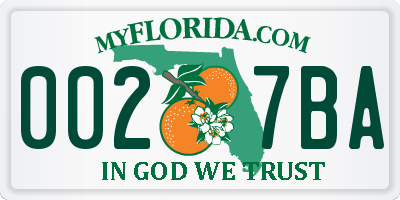 FL license plate 0027BA