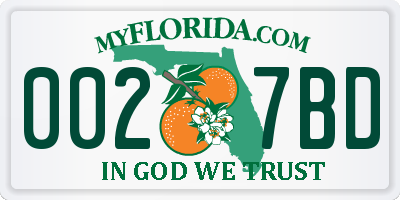 FL license plate 0027BD
