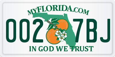 FL license plate 0027BJ