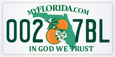FL license plate 0027BL