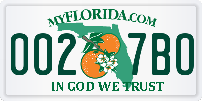 FL license plate 0027BO