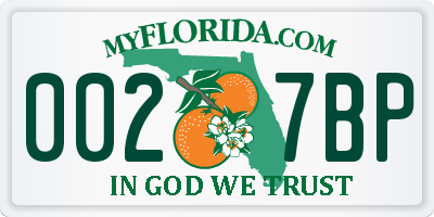 FL license plate 0027BP