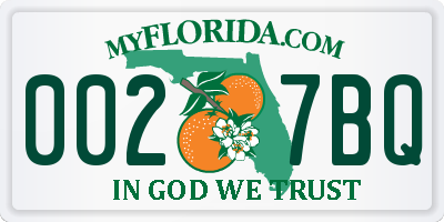 FL license plate 0027BQ
