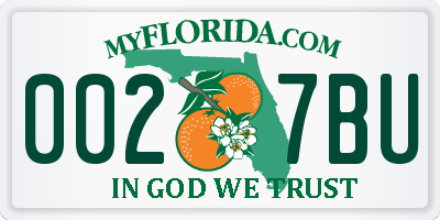 FL license plate 0027BU