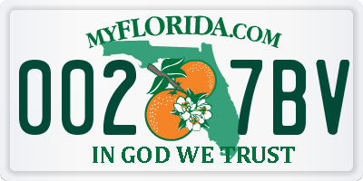 FL license plate 0027BV