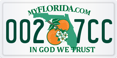 FL license plate 0027CC