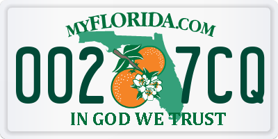 FL license plate 0027CQ