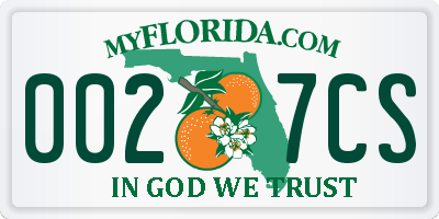 FL license plate 0027CS
