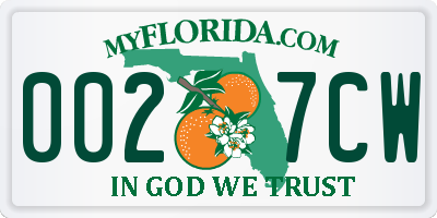 FL license plate 0027CW