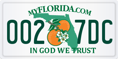 FL license plate 0027DC