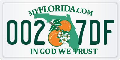 FL license plate 0027DF