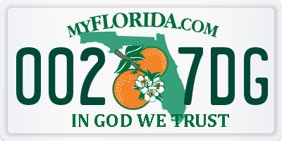 FL license plate 0027DG