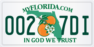 FL license plate 0027DI