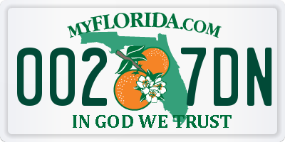 FL license plate 0027DN