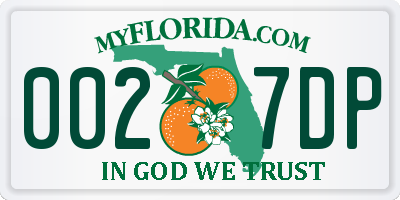 FL license plate 0027DP