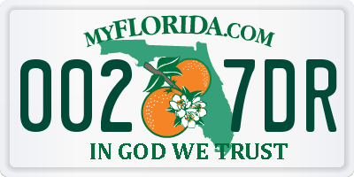 FL license plate 0027DR