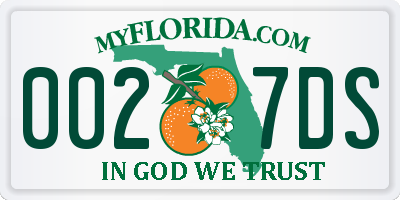 FL license plate 0027DS