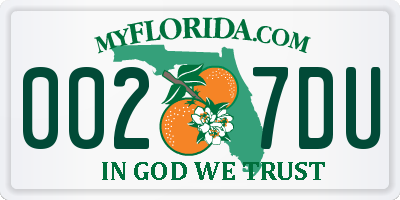 FL license plate 0027DU