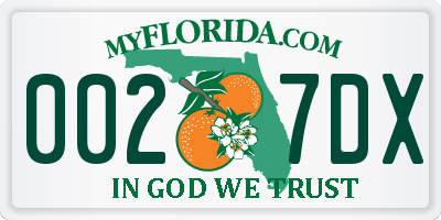 FL license plate 0027DX