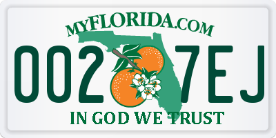 FL license plate 0027EJ