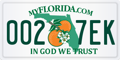 FL license plate 0027EK