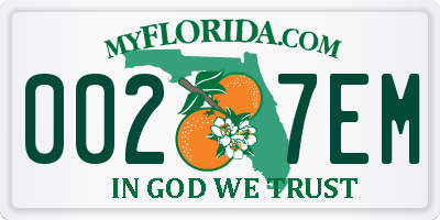 FL license plate 0027EM