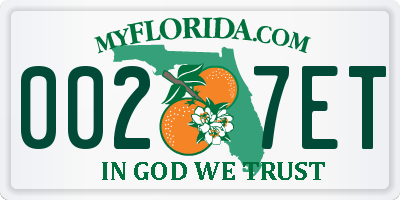 FL license plate 0027ET