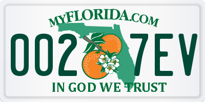 FL license plate 0027EV