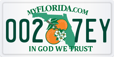 FL license plate 0027EY