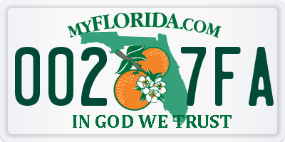 FL license plate 0027FA