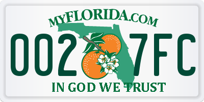 FL license plate 0027FC
