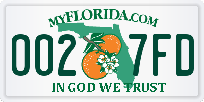 FL license plate 0027FD