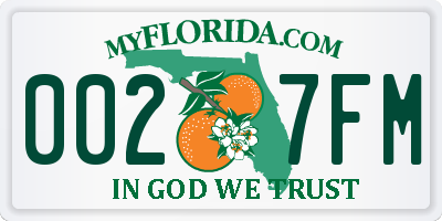 FL license plate 0027FM