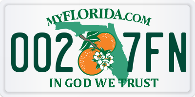 FL license plate 0027FN
