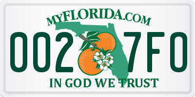 FL license plate 0027FO