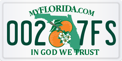 FL license plate 0027FS