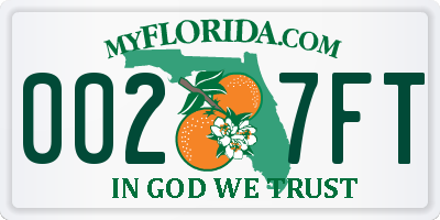 FL license plate 0027FT