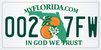 FL license plate 0027FW