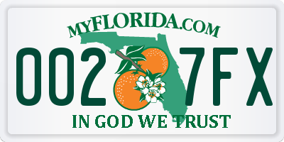 FL license plate 0027FX
