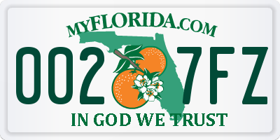 FL license plate 0027FZ