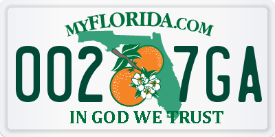FL license plate 0027GA