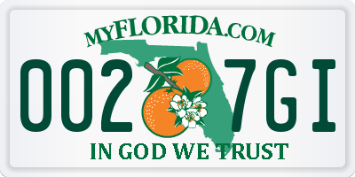 FL license plate 0027GI