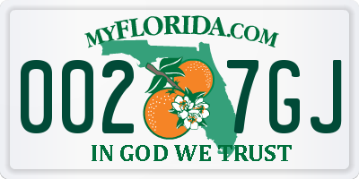 FL license plate 0027GJ